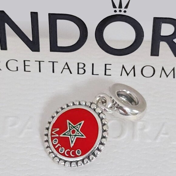 Pandora Morocco Flag Exclusive Dangle Charm S925 Silver with box - Picture 1 of 7